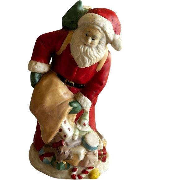 VINTAGE SANTA CLAUS HOLDING A BAG FULL OF GIFTS CERAMIC 7 1/2 “ - Picture 5 of 13